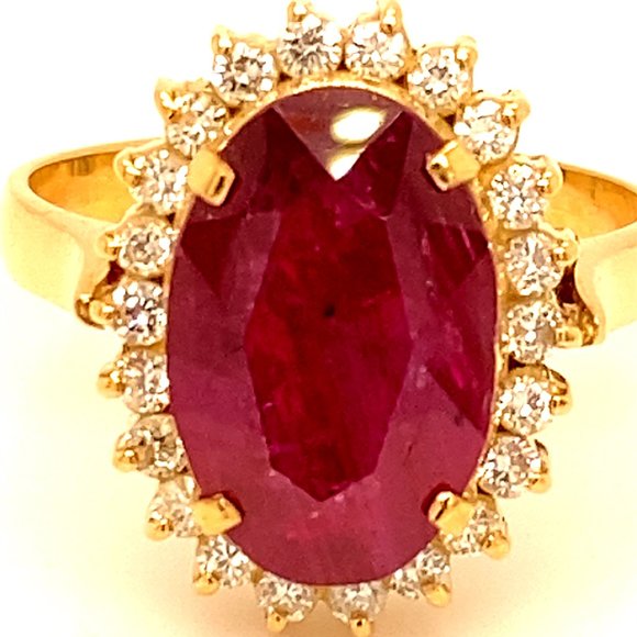 Longido Ruby 6.55ct Diamonds 18K Solid Gold Ring - Picture 9 of 9